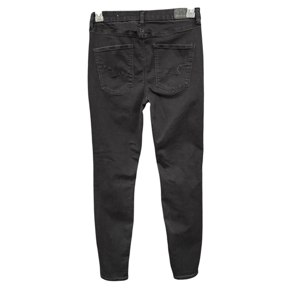American Eagle Next Level Stretch Ripped Black Skinny Jeans Women’s 10 - Picture 2 of 6